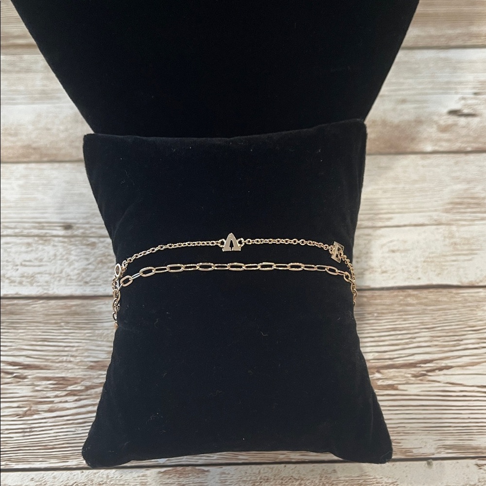 And Now This Butterfly Double Chain Anklet Gold Plate Layered Crystal New Tag